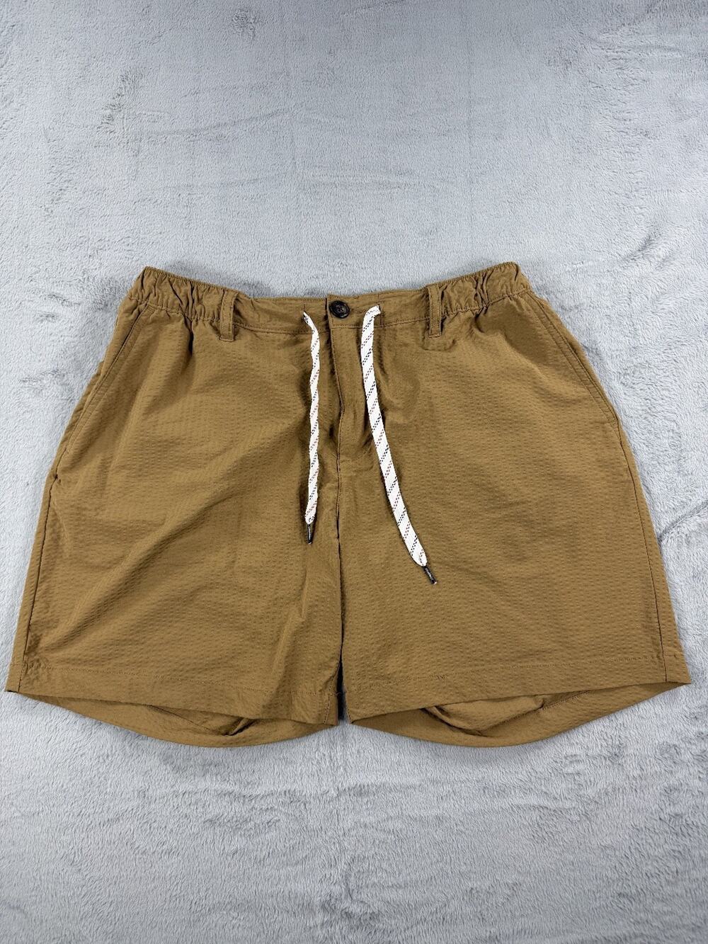 Chubbies Mens Small Everywear Shorts Seersucker Brown 6" Inseam Drawstring